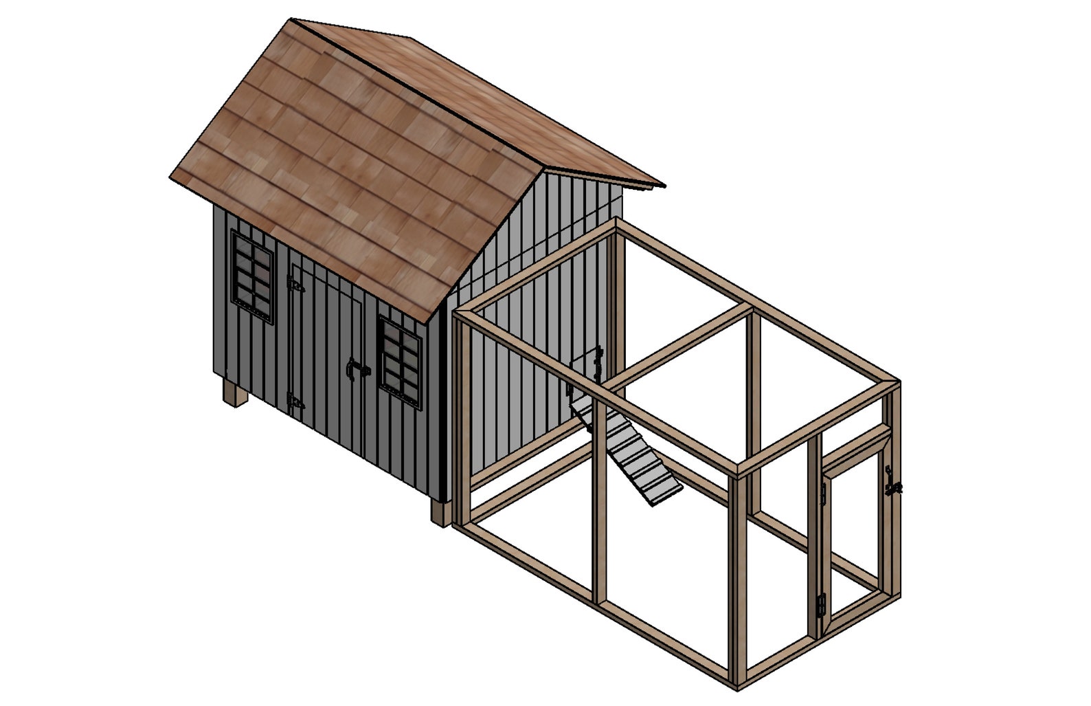 Chicken Coop With Attached Run Building Plans | DIY Coop Plans for 6-12 ...
