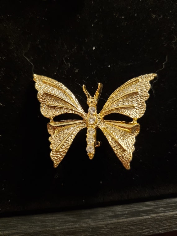 GERRY'S Butterfly Rhinestone Brooch - signed/mark… - image 1