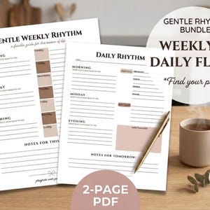 Gentle Weekly & Daily Rhythm Bundle | AuDHD Planner | Canva Template | ADHD Executive Dysfunction Routine | Neurodivergent Mom Planning