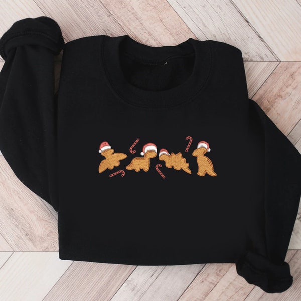 Dino Nuggets Christmas Embroidered Sweatshirt | Christmas Crewneck