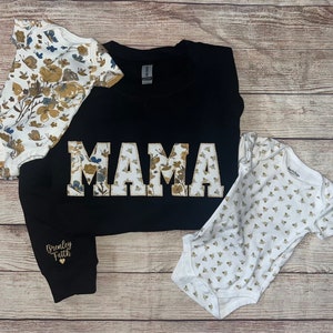 Mama Embroidered Keepsake Applique Sweatshirt |  Mama Crewneck |  Gift for Mom | Personalized Sweatshirt