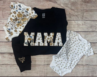 Mama Embroidered Keepsake Applique Sweatshirt |  Mama Crewneck |  Gift for Mom | Personalized Sweatshirt