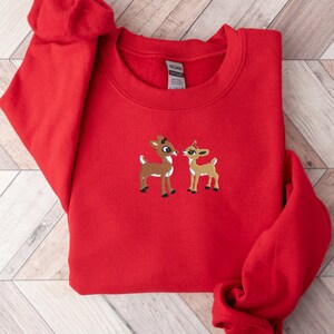Christmas Reindeer Embroidered Sweatshirt | Christmas Crewneck