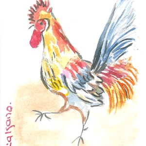 Watercolor illustrations — chickens — card