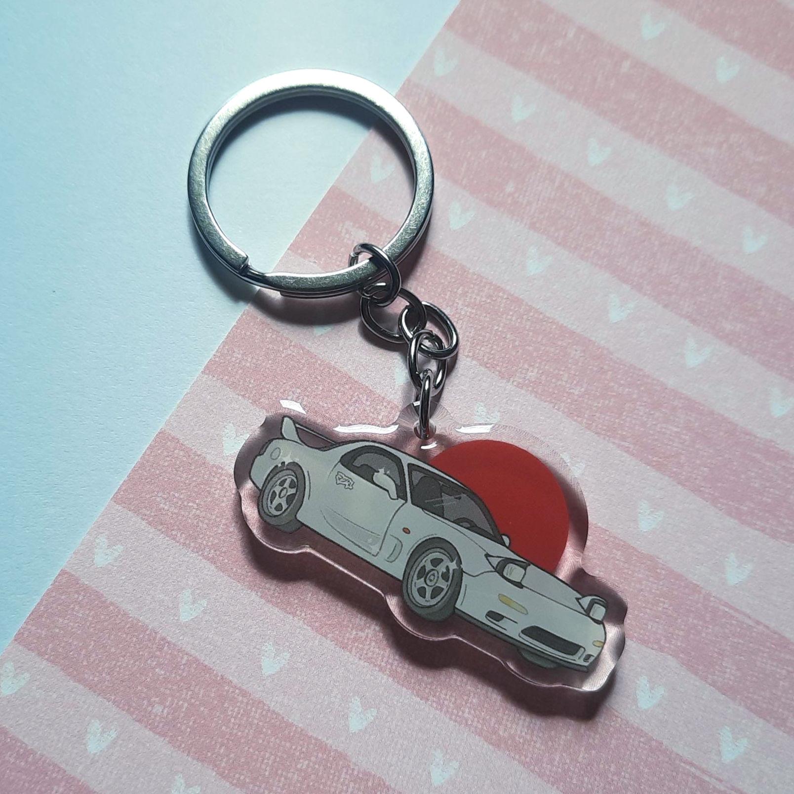 thumbnail interactive-video image 1 of RX7 Turbo Keyring - Type RS RZ RB - Silver Steel Car Key Fob By KEYRINGS-UK 1 of 3