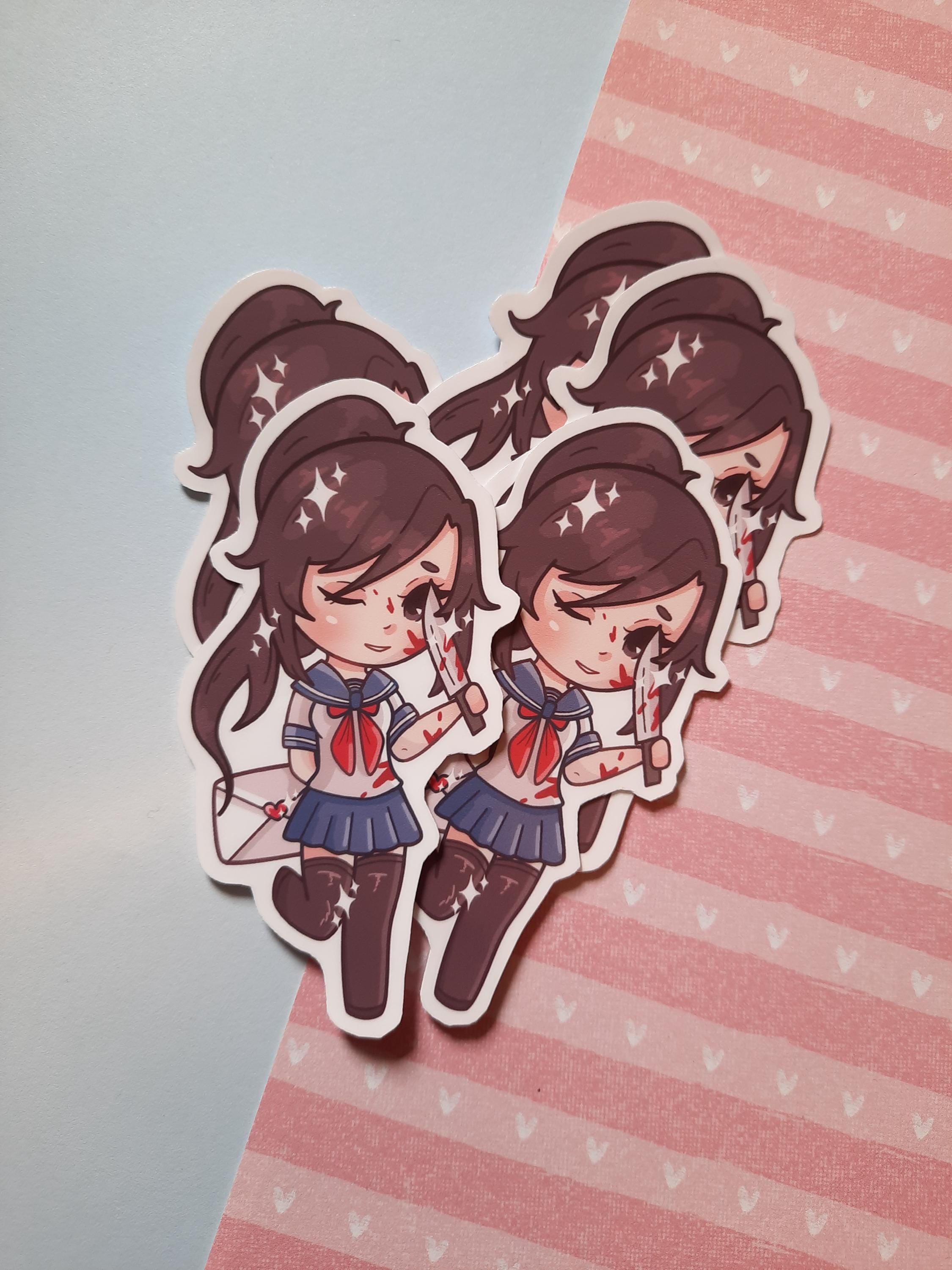 Yandere Chan Chibi Sticker – Pastel Goth Anime, Waterproof Laptop Decal ...