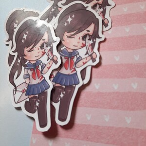 Yandere Chan Chibi Sticker – Pastel Goth Anime, Waterproof Laptop Decal ...