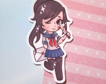 Yandere Chan Chibi Sticker – Pastel Goth Anime, Waterproof Laptop Decal