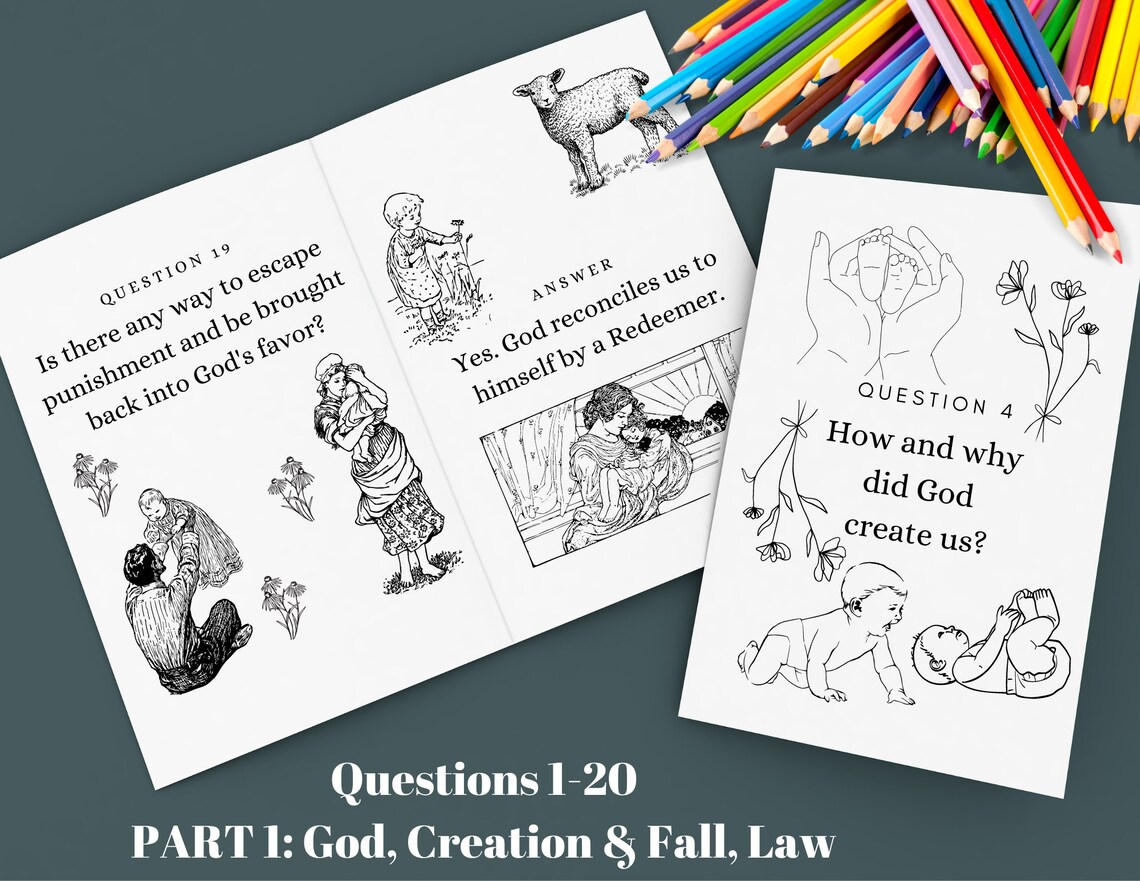 PART 1/new City Catechism for Kids (Q1-20) Printable Coloring Pages - Etsy
