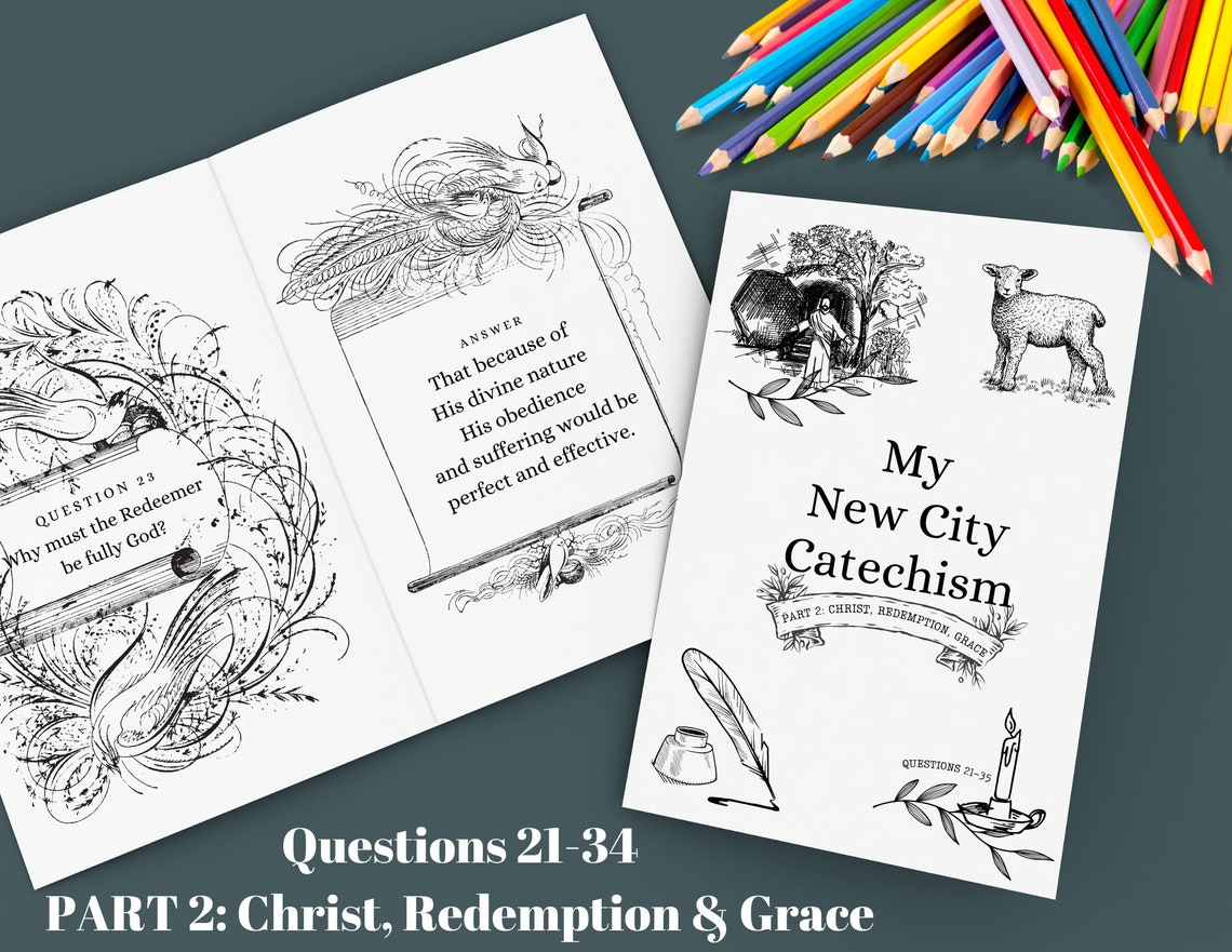 PART 2/new City Catechism for Kids Q21-34 Printable Coloring Pages - Etsy