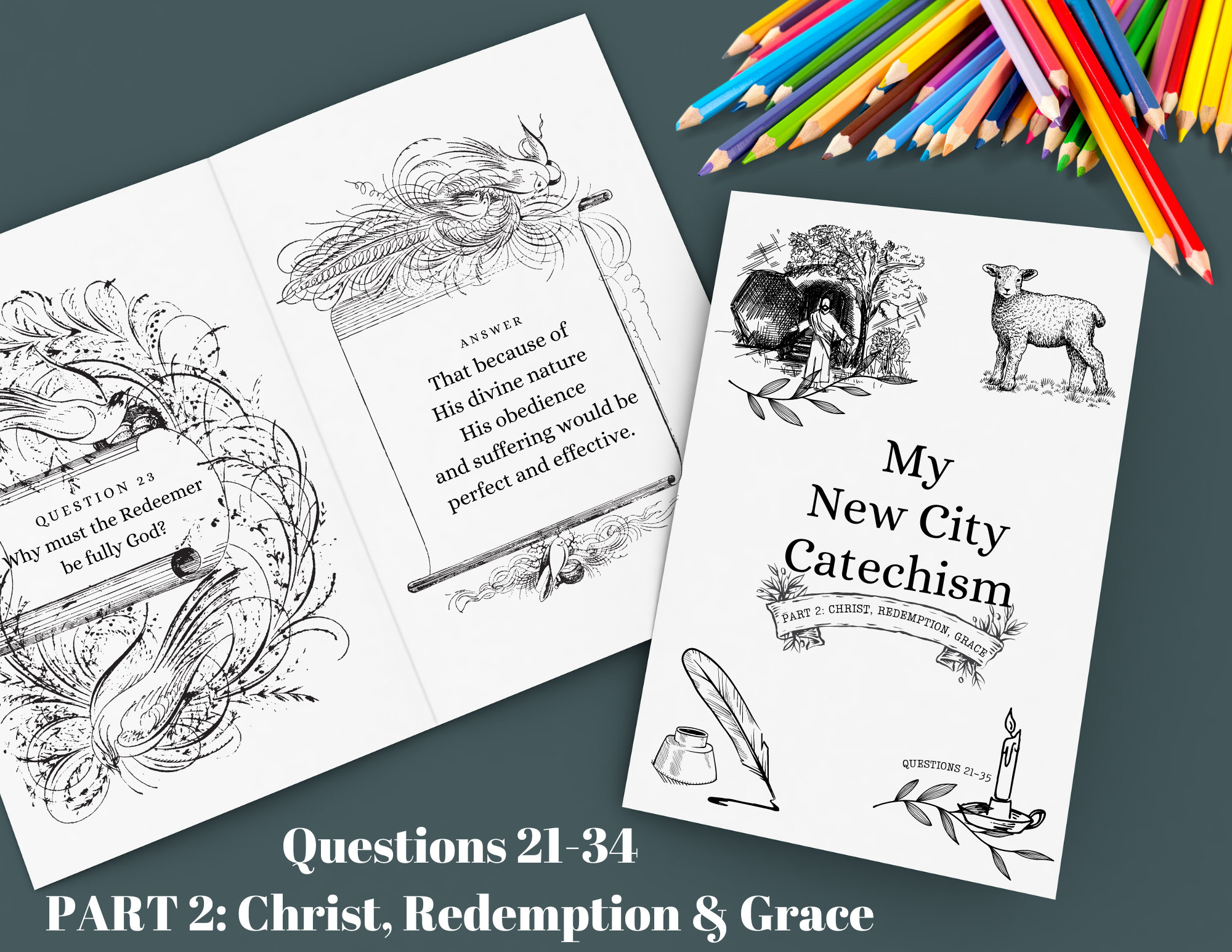 PART 2/new City Catechism for Kids Q21-34 Printable Coloring Pages - Etsy