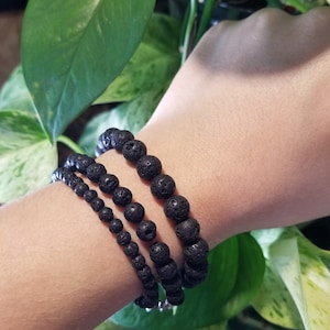 Black Lava Rock Clasp Bracelet