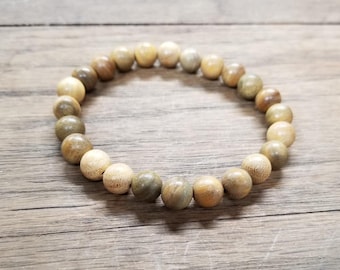 Bracelet extensible en bois de santal vert