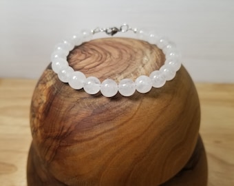 Bracelet à fermoir en cristal de jade blanc