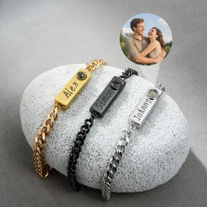 Custom Photo Projection Bracelet for Men, Personalized Memorial Jewelry, Picture Bracelet, Unique Gift for Him, Anniversary Gift