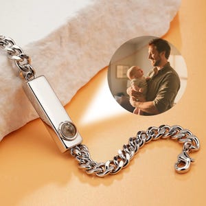 Projection Photo Bracelet for Men, Custom Projection Bracelet, Memorial Bracelet, Personalized Gift For Father, Father&#39;s Day Gifts
