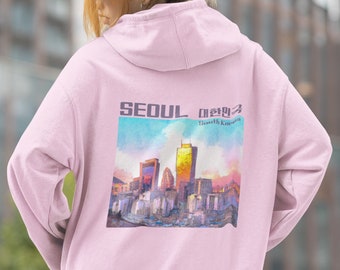 Seoul South Korea Hoodie Korean Fashion Outfit Urban Travel Apparel Japanese Streetstyle Kawaii Anime Sweatshirt KPop Fan Gift Unisex