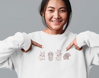Niedliches Häschen Sweatshirt | Minimalistischer Hasenliebhaber | Kaninchen Besitzer Geschenk | Häschen Mom Pullover | Kawaii Häschen | Süsser Hasen Unisex Pullover