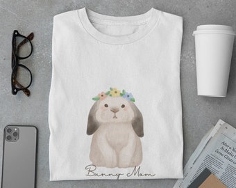 Bunny Mom T-Shirt/ Bunny Rabbit Owner Shirt/ Floral Rabbit Shirt/ Cute Holland Mini Lop Shirt