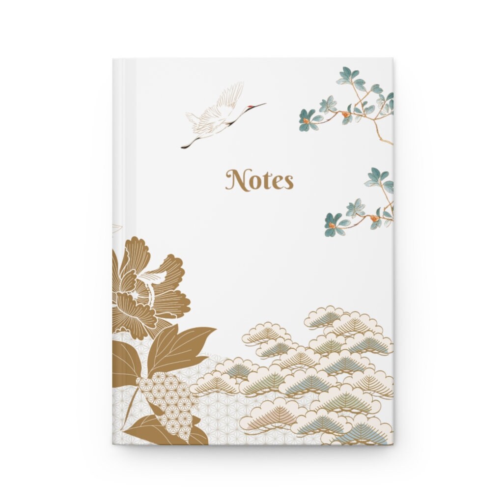 Traditional Asian Design Notebook/ Korean Art Design Journal/ Elegant Floral Notebook/ Hardcover Matte Journal Lined