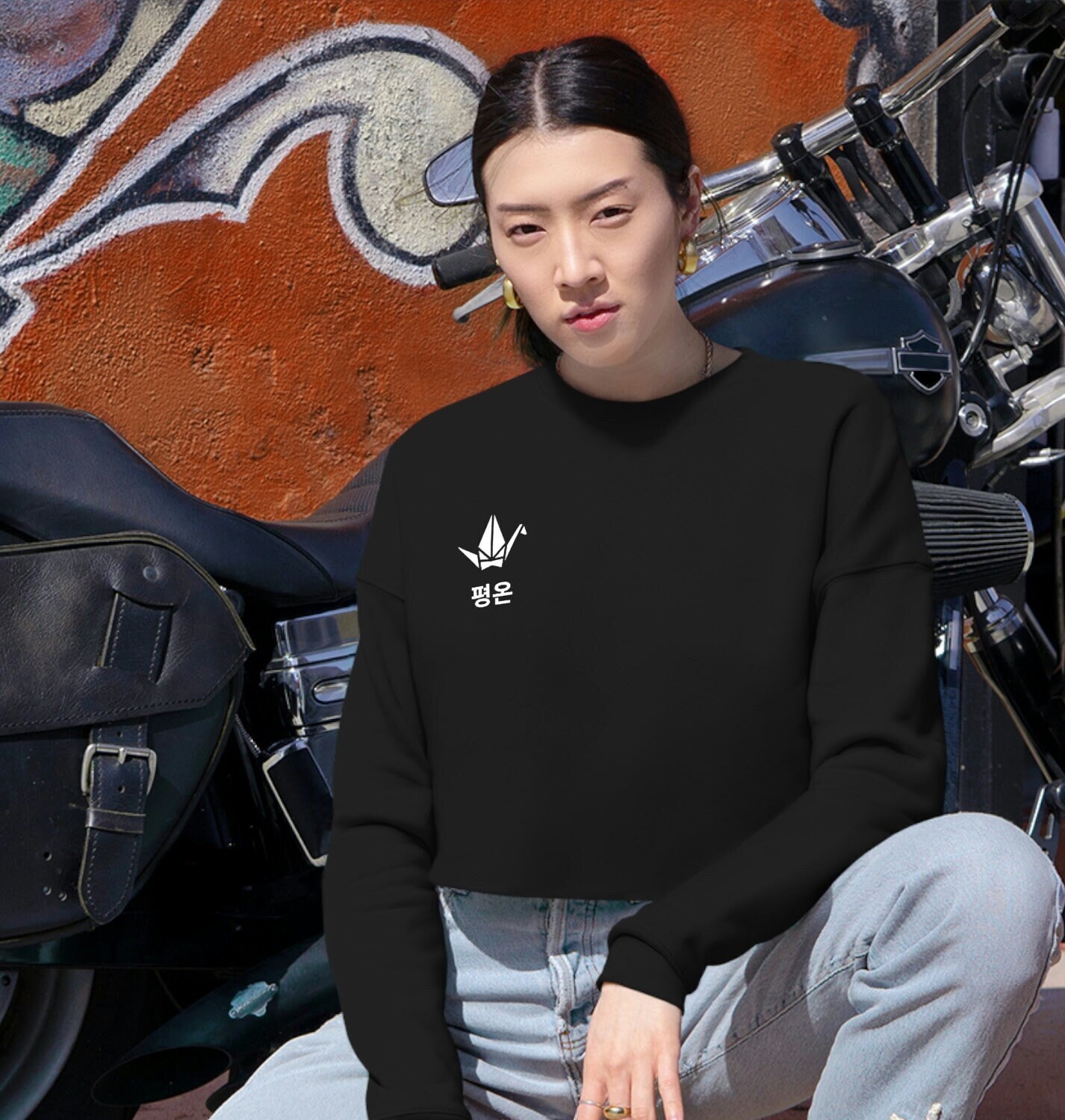 Korean Fashion Top 평온 Cropped Sweater Korean Streetwear