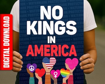 No Kings Printable Protest Sign, Anti Trump Rally Poster Download