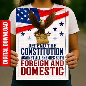 Defend The Constitution Protest Sign INSTANT DOWNLOAD | Anti-Trump Pro-Democracy Poster For March | Patriotic Political Rally Art