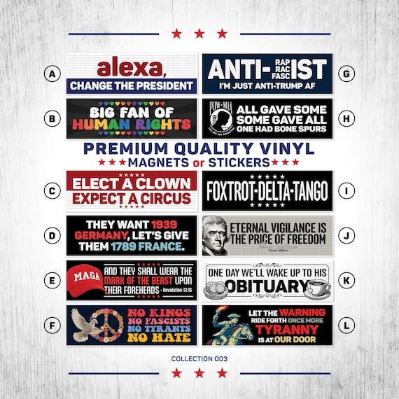 Resistance Pro-Democracy Anti-Trump Bumper Sticker or Magnet 10x3 Inch Political Protest