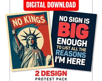No Kings Protest Poster Designs, Anti Trump Sign Printable Digital Download