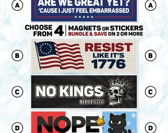 Anti-Trump Resistance Bumper Sticker or Car Magnet 10x3 Inch Political Protest Decal 4 Designs