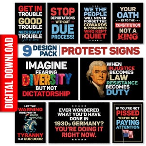 Anti-Trump Protest Sign Bundle INSTANT DOWNLOAD | Pro-Democracy Posters For March | Political Activist Rally Art Printable Pack