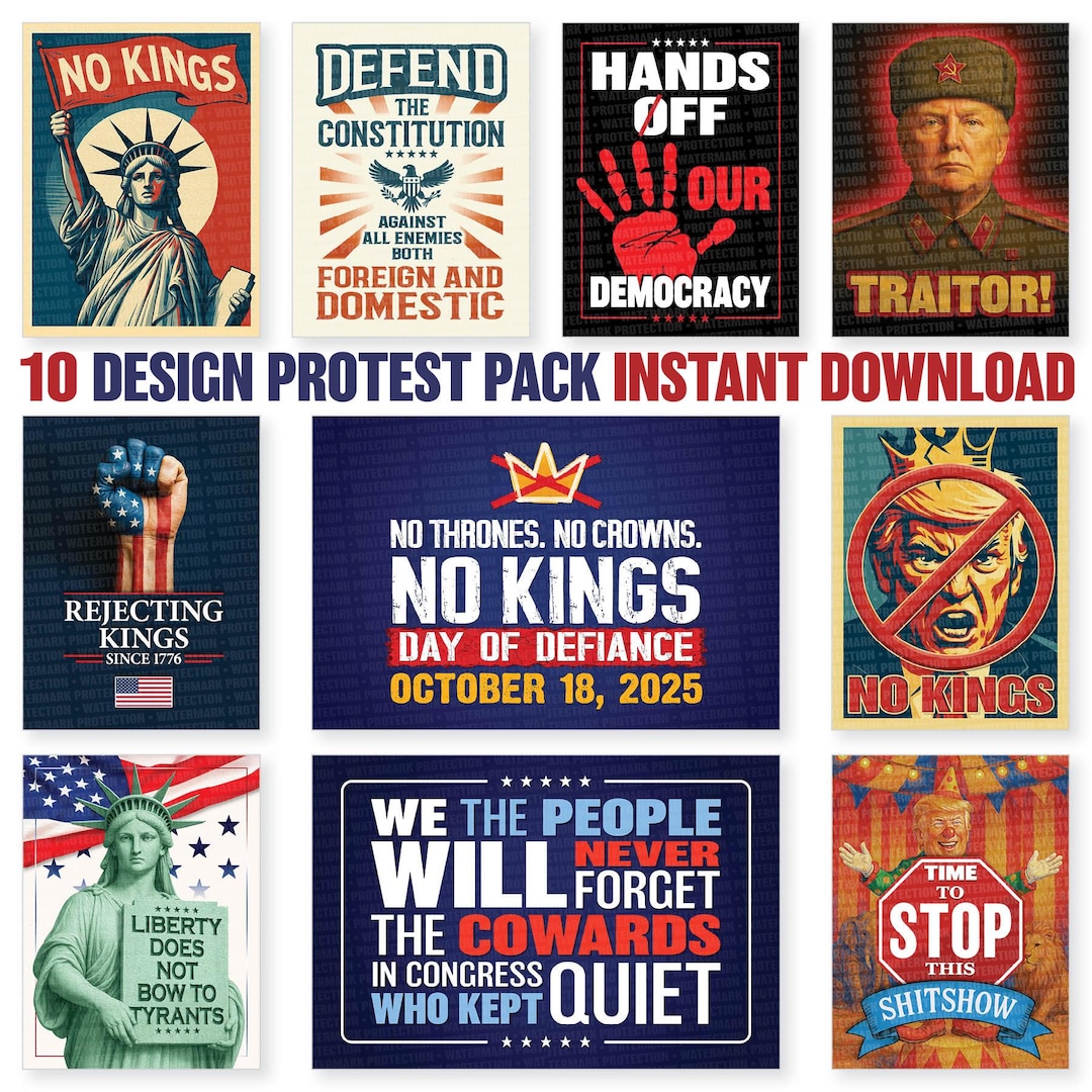Anti-trump Protest Sign Bundle INSTANT DOWNLOAD | No Kings Pro ...