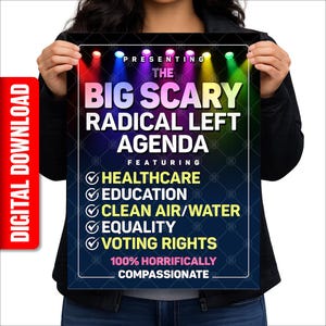 Radikal vänsteragenda Anti-Trump utskrivbar skylt | Protestmarsch Rally digital nedladdning | Motstå demokrati