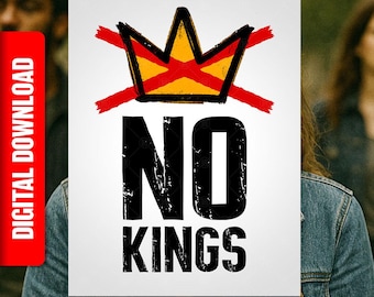 No Kings Protest Logo, Anti Trump Sign Printable Digital Download