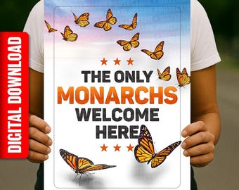Aquí solo son bienvenidos los monarcas. Cartel anti-Trump imprimible y descarga digital.