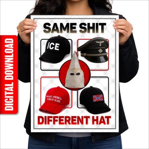 Same Shit Different Hat, No Kings Protest, Anti Trump Sign Printable Digital Download