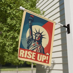 Anti-Trump Rise Up Garden Banner | Protest Yard Flag | Pro-Democracy Outdoor | Patriotic Resistance Lawn Sign | Liberty Civil Rights Art