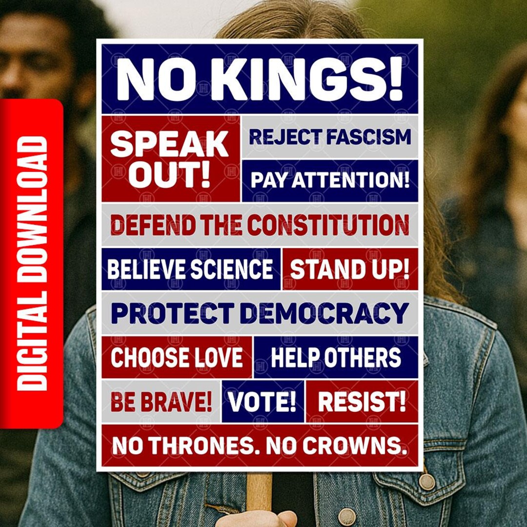 No Kings Speak Out Anti Trump Protest Sign Printable Digital Download ...