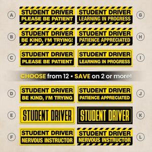 Student Driver Magnet or Sticker Please Be Patient Car Decal New Teen Learner Gift