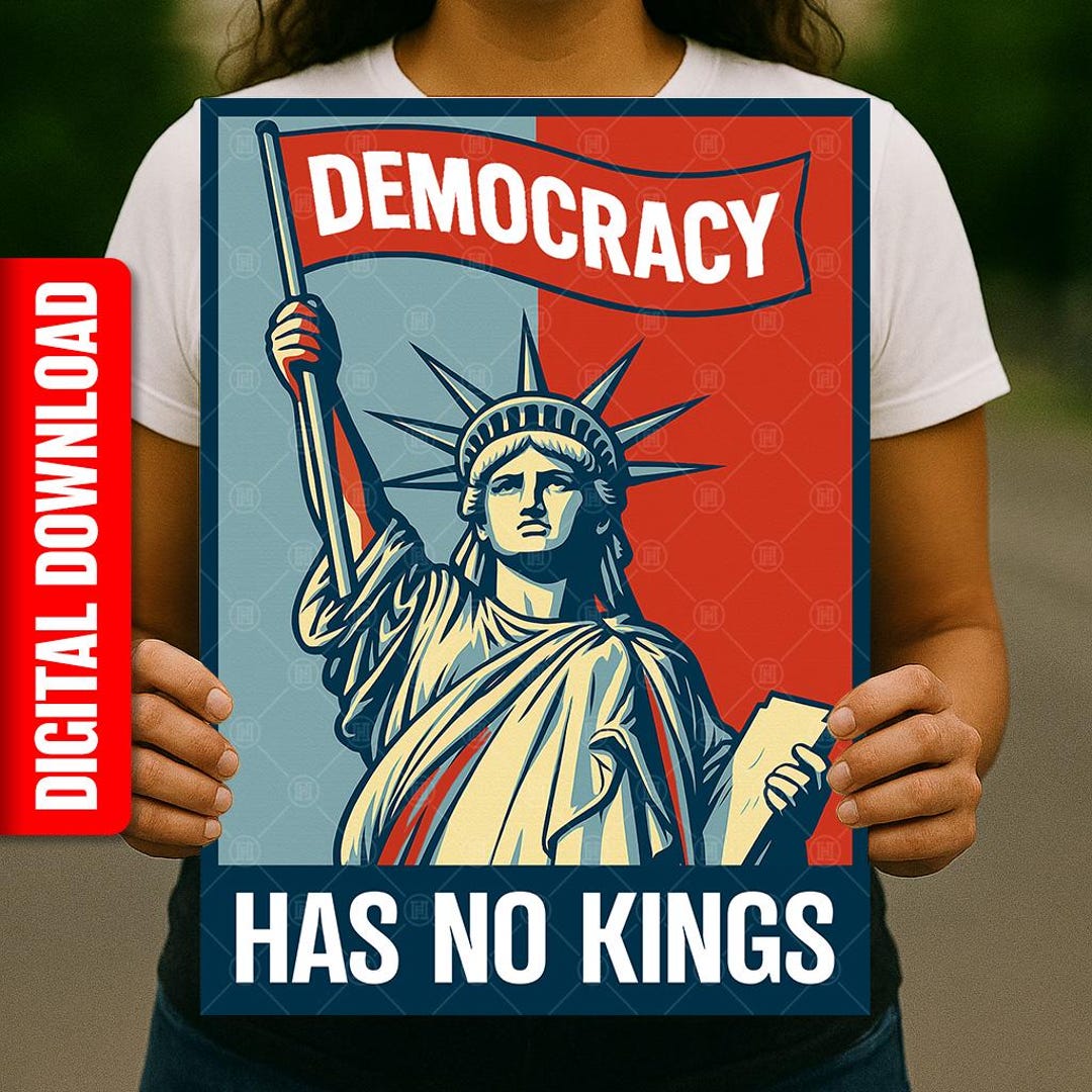 Democracy Has No Kings Anti Trump Printable Sign | Protest March Rally ...