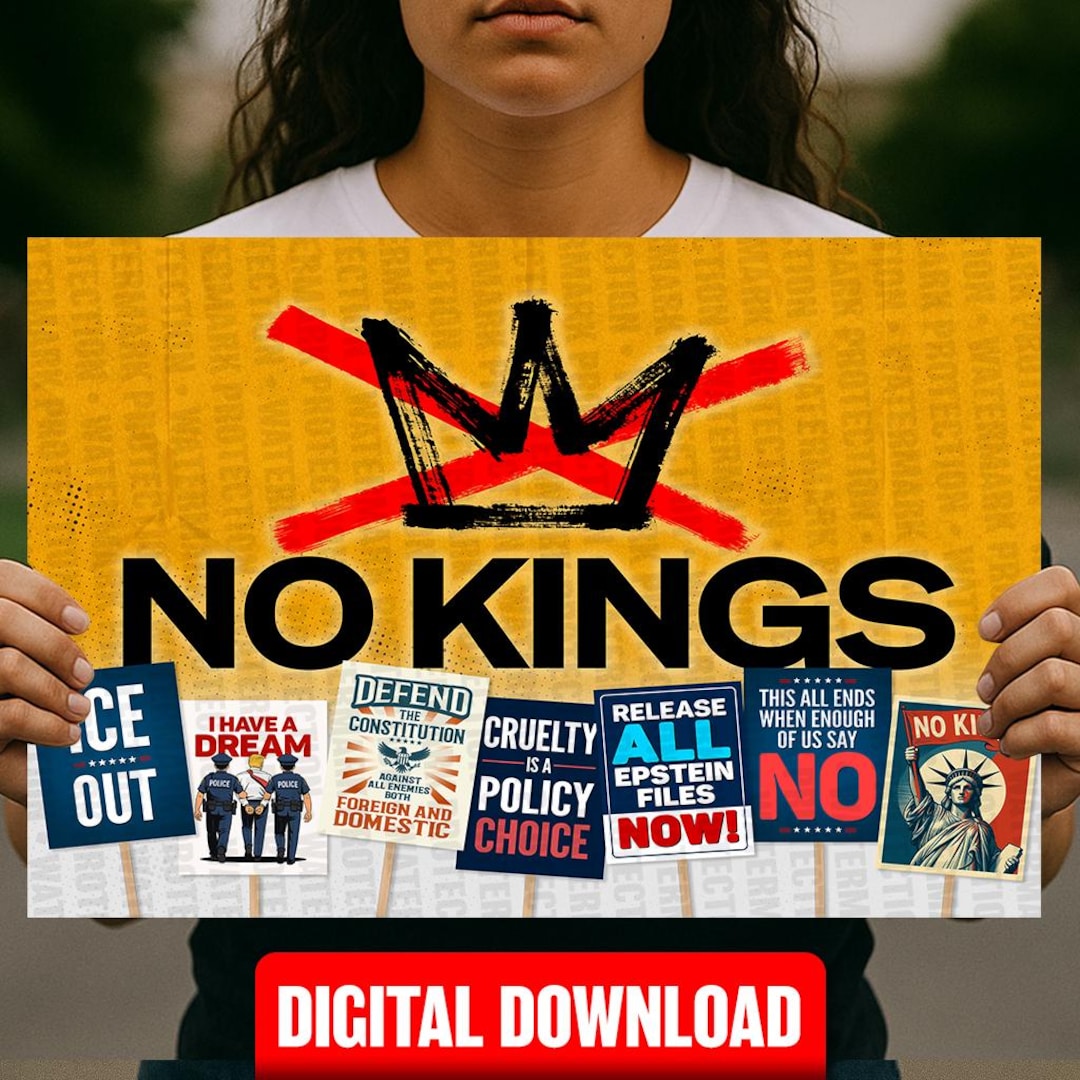 No Kings Protest Sign Printable | Anti Trump Digital Download ...