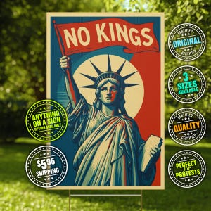 Cartello di protesta "No Kings" / Cartello della libertà anti-Trump / Decorazione da giardino patriottica pro-democrazia / Resisti alla politica autoritaria MAGA