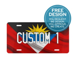 Antigua Custom License Plates | FREE Design | All Flags Available | Personalized Vanity Tags