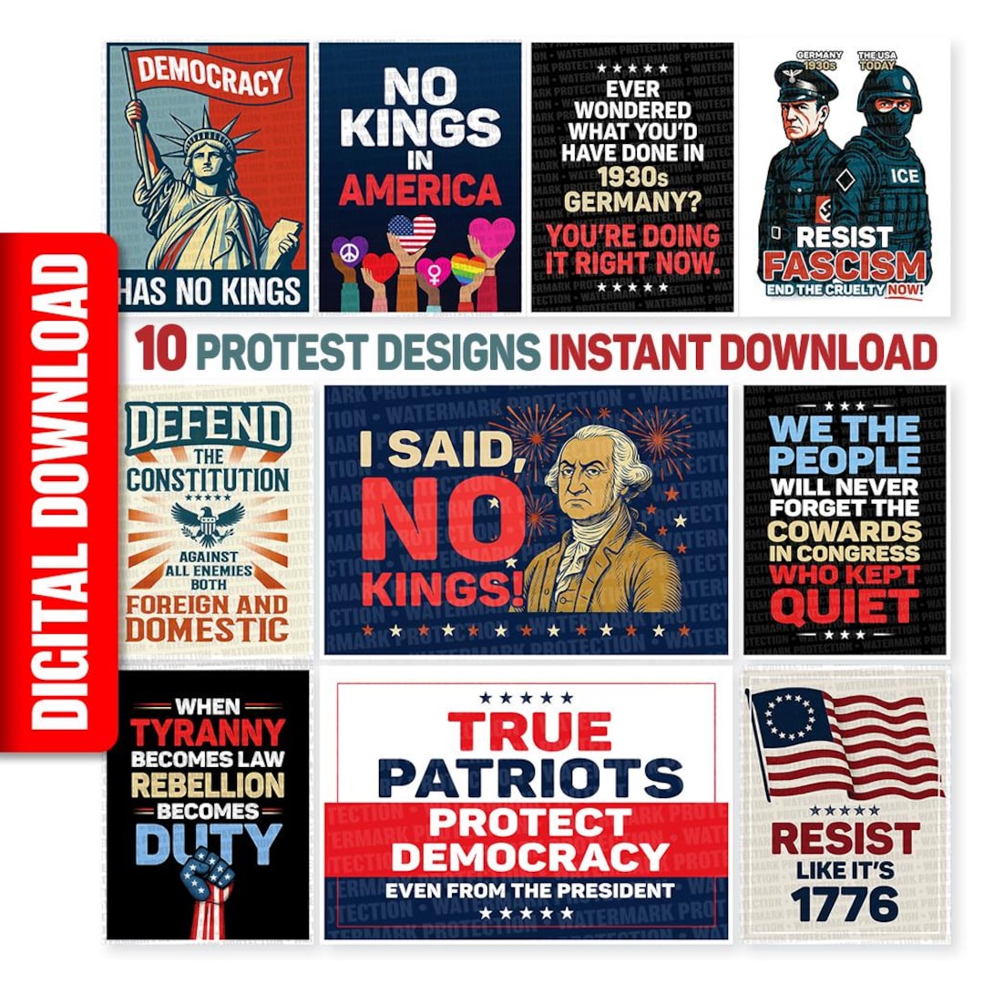 10 Anti Trump Protest Sign Printable Designs | No Kings Digital ...