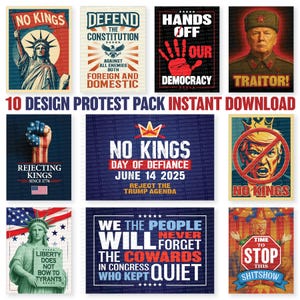 10er Pack Druckbare Politische Demonstration Schilder | Anti-Trumpf-Digital-Bundle | Pro-Demokratie keine Könige | Vaterländischen Widerstand | Sofort Download