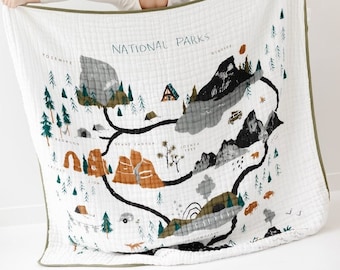 MyCozzyHome National Parks Throw Blanket | 100% Muslin Cotton Throw Blanket | Gift For Baby