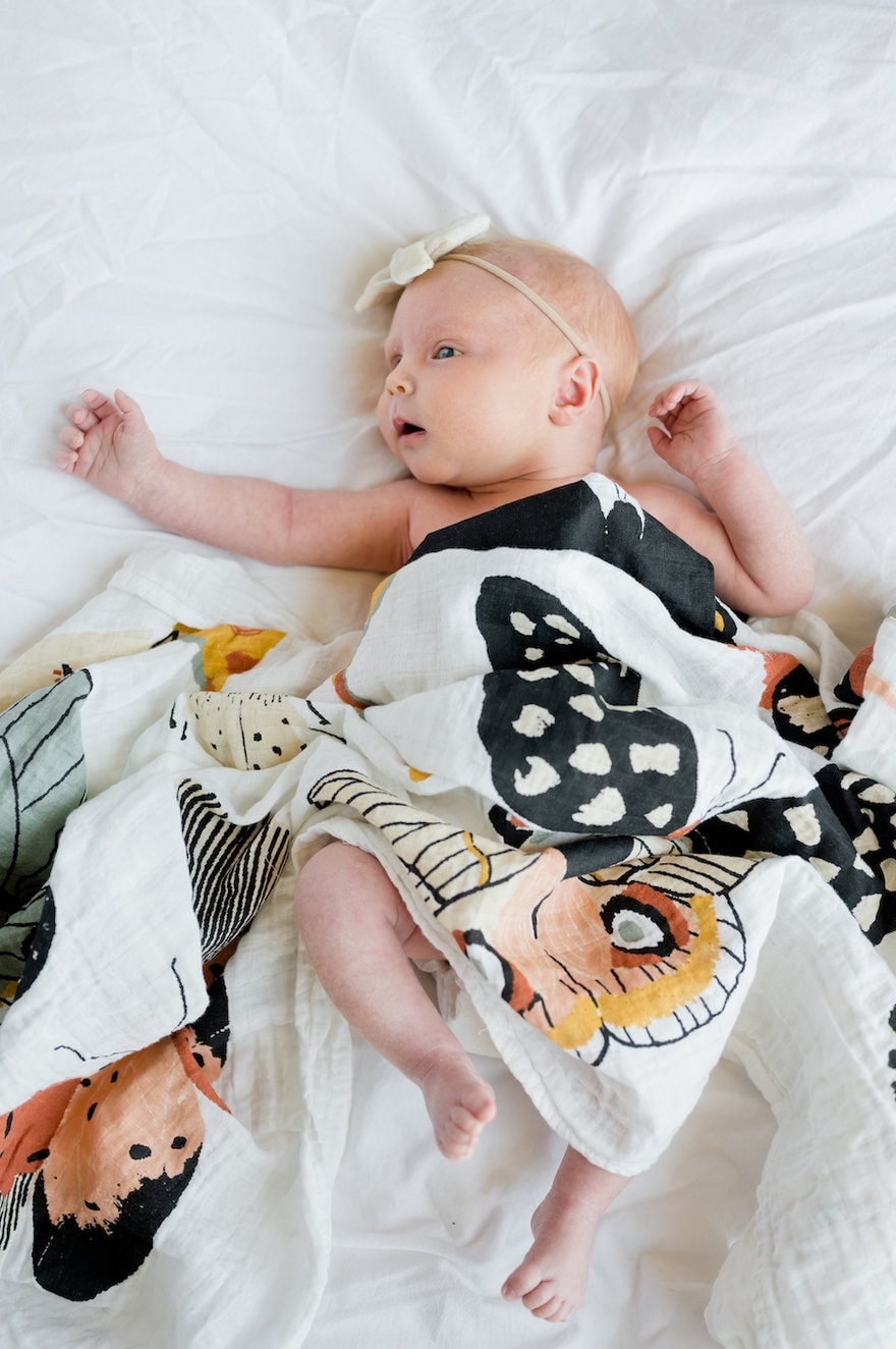 Butterfly Collector Print Oversized Blanket for Big Kid Beds | Quilt | Swaddle by Clementine Kids | 100% Muslin Cotton| Gift Idea