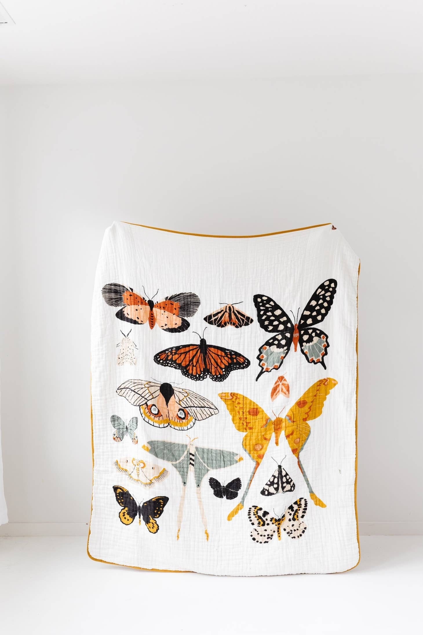 Butterfly Collector Print Oversized Blanket for Big Kid Beds | Quilt | Swaddle by Clementine Kids | 100% Muslin Cotton| Gift Idea