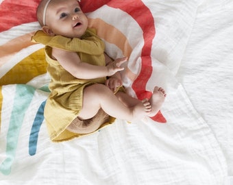 MyCozzyHome Rainbow Swaddle Blanket | Muslin Cotton 4 Layers Rainbow Quilt | Muslin Cotton Swaddle | Baby Blankets