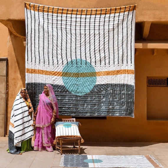 Handcrafted Indian Cotton Throw by CQC LA | 100% Cotton Throw Blanket | Eco-Friendly Cotton Blanket | Home Gift Idea | Housewarming Gift